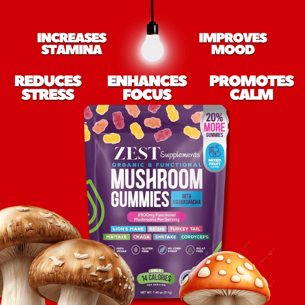 Organic Mushroom Gummies with Ashwagandha – Enhance Brain Support Naturally - Zest Supplements