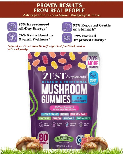Organic Mushroom Gummies with Ashwagandha – Enhance Brain Support Naturally