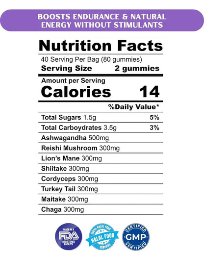 Organic Mushroom Gummies with Ashwagandha – Enhance Brain Support Naturally