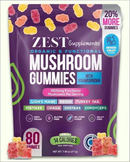 Organic Mushroom Gummies with Ashwagandha – Enhance Brain Support Naturally